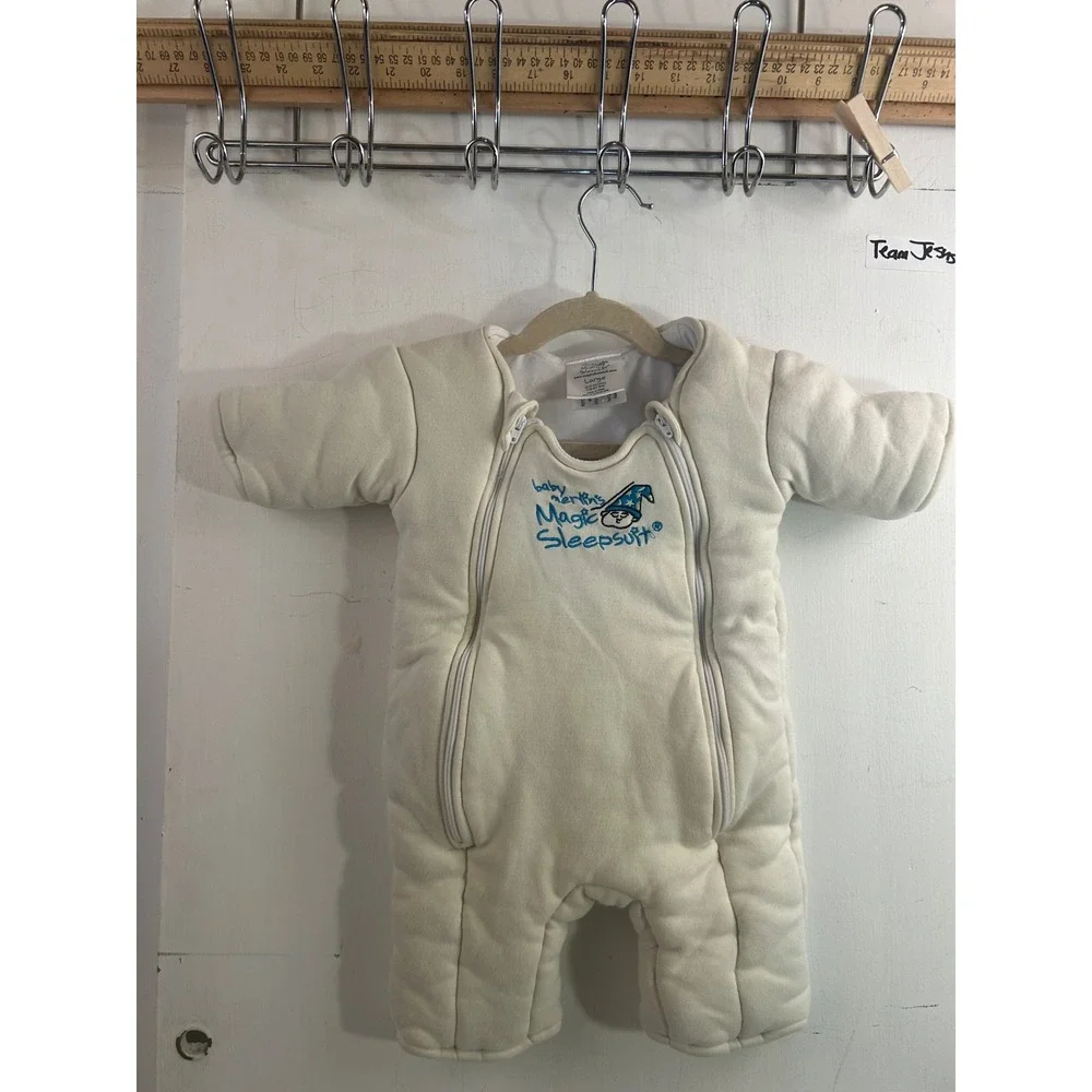 Baby Merlin Magic Sleepsuit Large 6-9 Months Cream Cotton Transition Suit Unisex